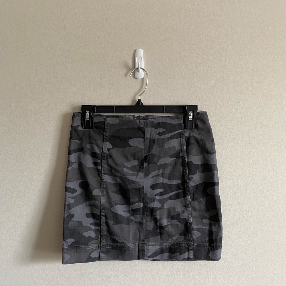 Camo denim mini skirt